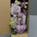 3 Sets Artificial Peonies Flower Peony Bouquet with Galvanized Metal Pot Silk Fake Peonies Faux Flower Arrangements for Wedding Table Centerpiece Party Home Room (Purple)