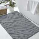 DEXI Bathroom Rugs 17x30, Extra Soft Absorbent Bath Mat, Non Slip Bathmat for Bathroom Floor, Machine Washable Rugs for Shower Floor, Dark Grey (1'5" x 2'6" (Rectangular))