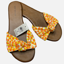 ANN TAYLOR Womens Sandals Orange Yellow Spots Knot Top Flat Dressy Slide, Size 9