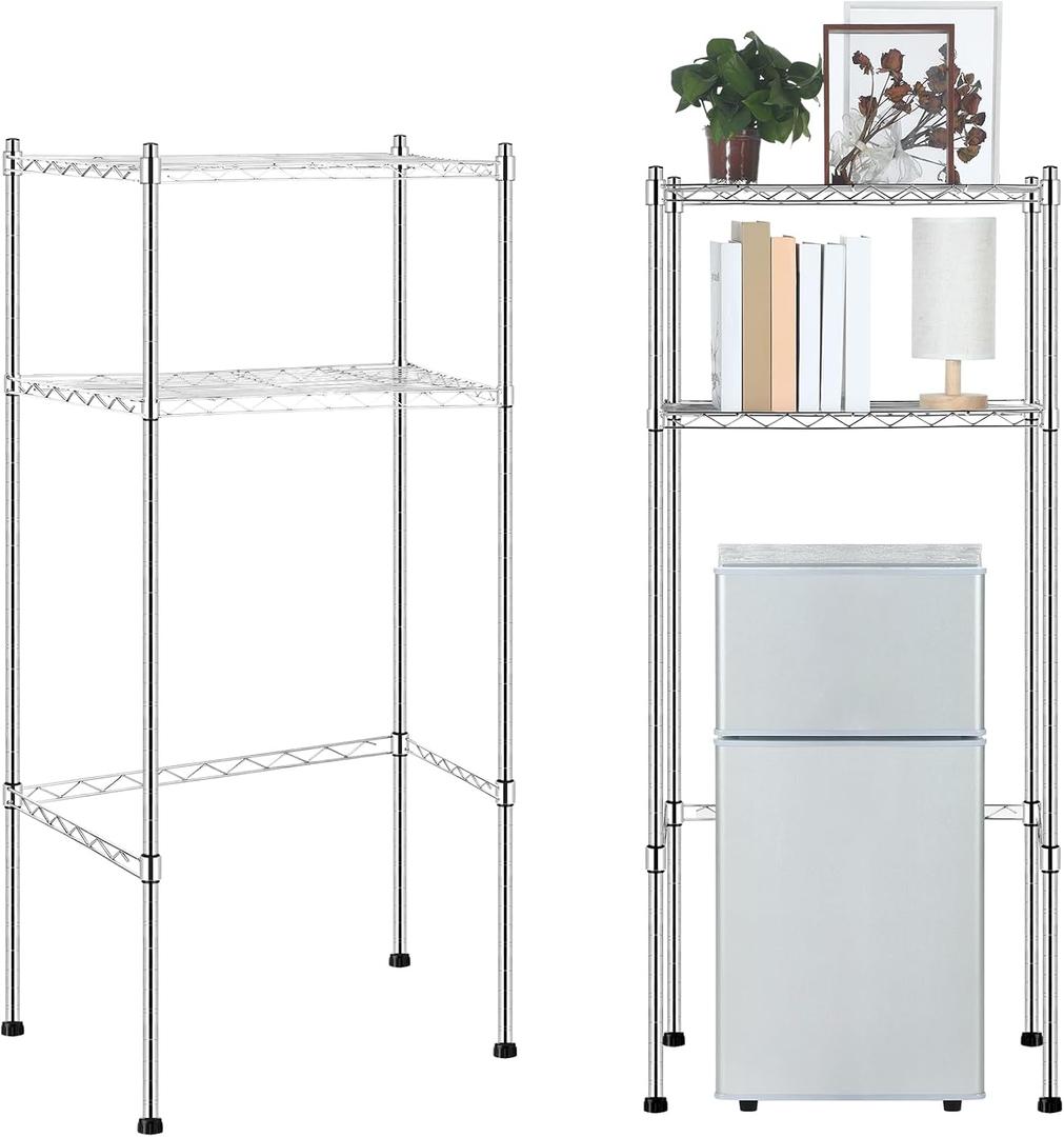 Threehoney Mini Fridge Shelf Over Fridge Storage Mini Microwave Stand for College School Dorm Office Space Dorm Room Saver Supply(2 Tier,Silver)