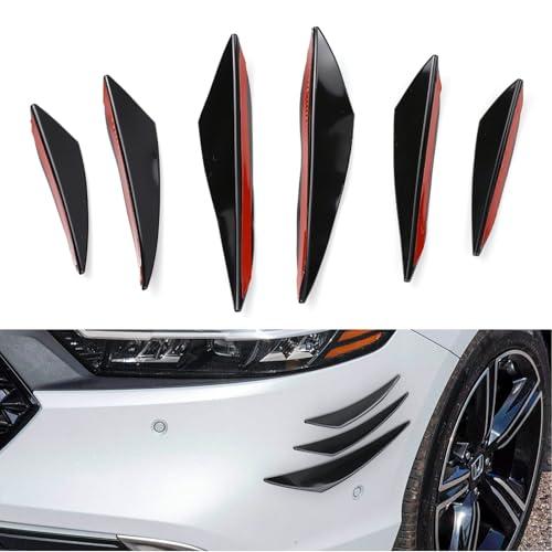 Wuyaoyao 6PCS Car Spoiler Canards Kit, Universal Front Bumper Lip Splitter, Auto Body Anti-Collision Diffuser, Cool Exterior Auto Decoration Sticker Decal, Car Accessories (Glossy Black)