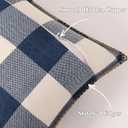 decorUhome Summer Buffalo Plaid Check Throw Pillow Covers 18x18 Set of 2 Outdoor Linen Decorative Farmhouse Gingham Pillow Covers with Stitched Edge for Bed Couch Sofa, Navy Blue and White