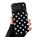 Skyseaco Compatible with iPhone 17 Pro Case Cute Polka Dot Phone Case Soft Slim TPU Shockproof Phone Cover Full Camera Protection for Women Girls - White