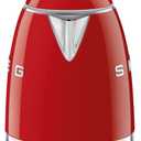 SMEG KLF05 Mini Electric Kettle, 3 Cup (0.8L) Compact Small Water Boiler, Stainless Steel Double Wall, Auto Shut-Off, 360° Base, Retro Countertop Tea & Coffee Kettle –Red