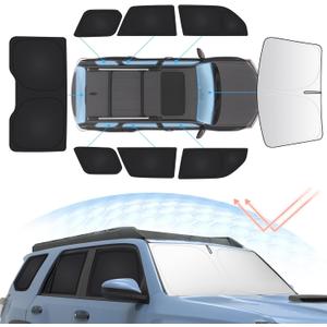 8PCS Window Shades for 2010-2024 Toyota 4Runner 5th Gen.Accessories Full Privacy Side Rear Windshield Window Shade Cover for Blocks UV&Heat Keep Vehicle Cool