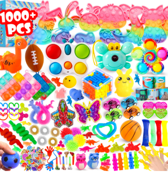 1000Pcs Bulk Party Favors for Kids, Fidget Toys Pack,Stocking Stuffers, Treasure Box Chest, Birthday Party, Classroom Carnival Prizes, Pinata Stuffers, Goodie Bag Stuffers, Stress Relief, Sensory Toys