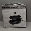 Elite Gourmet EMG-980B Smokeless Electric Tabletop Grill Nonstick, 6-Serving, Dishwasher Safe Removable Grilling Plate, Grill Indoor, Tempered Glass Lid, Adjustable Temperature, 14" Black