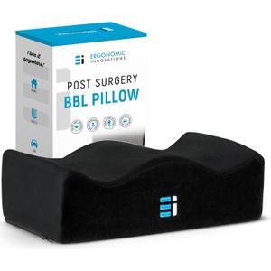 BBL Pillow After Surgery for Sitting - Brazilian Butt Lift Recovery Must Haves, Ergonomic Shaped Butt Pillow for Driving & Home, Post-Op Pain Relief Support (Black)