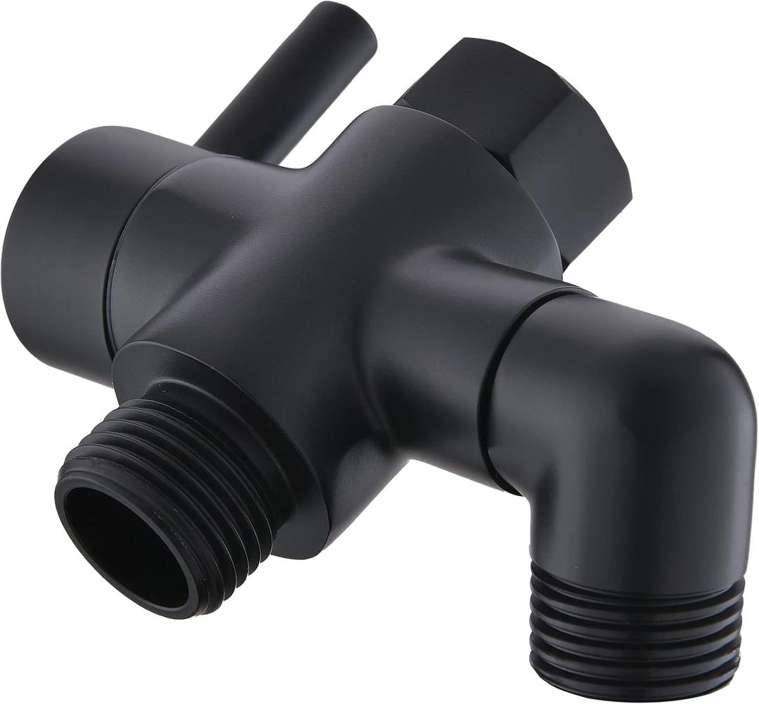 Metal Shower Diverter Valve, YDmeet 3 Way Shower Head Diverter for Handheld Showerhead and Fixed Rainfall Shower Head, Universal G1/2 Bathroom Shower System Replacement Part, Matte Black
