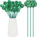 Singhoow 36 Pcs St. Patrick's Day Glitter Shamrock Picks Shamrock Foam Vase Picks for Table Centerpiece Vase Filler St Patrick's Day Decorations