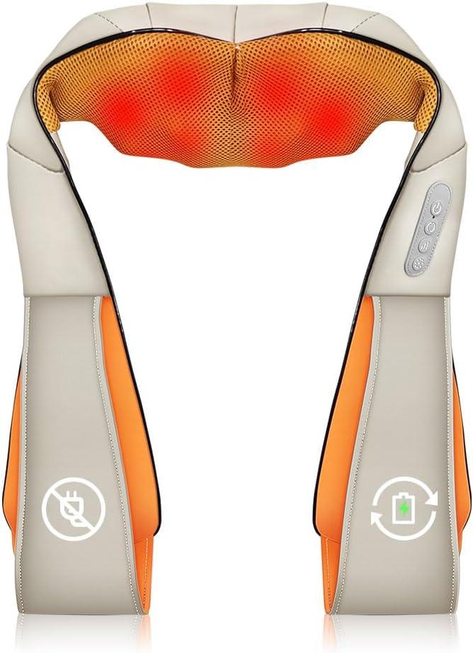 Cordless Neck and Should Massager, Kneading Neck and Back Massager for Pain Relief with Rechargeable Battery, Portable Body Massager (Wireless)