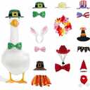 8 Set Porch Goose Outfits for Patio Lawn & Garden Outdoor Dcor, All Seasons Goose Costume Bundle with Christmas Halloween Easter 4th of July Thanksgiving, Outdoor Goose Statues Decorations