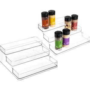 SIMPLEMADE 3-Tier Spice Rack Organizer - Versatile Storage Shelf for Kitchen, Bathroom, Bedroom & Office, Set of 2, Clear