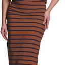 SeSe Code Womens 2 Piece Outfits Striped Matching Skirt Set Sleeveless Tank Tops and Side Slit Midi Skirts (Brown, M)