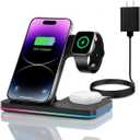 Wireless Charger 3 in 1 Charging Station lPhone Fast Foldable Charging Stand for Apple Multiple Devices with an 18 W Quick Charger for lPhone 16/15/14/13 Pro Max Apple Watch AriPods Pro 2