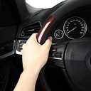 Tapha Microfiber Leather 15" Universal Fit Car Steering Wheel Cover, Elastic Breathable and Odorless, Black with Red Accent