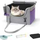 pidipiti Portable Leakproof Tall-Side cat Litter Box,with Zipped lid,Collapsible for car Travel and Hotel, for 1 Medium cat