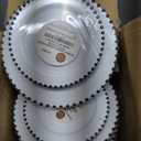 PLASTICPRO 128 Piece Combo Plastic Dinner Plates Disposable Plastic Fancy Heavy Duty Party Dishes 7 inch and 10 inch, White Beaded