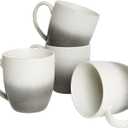 Bosmarlin Ceramic Coffee Mug Set of 4, 17 Oz, 3 Colors to Choose, Tea Cups, Dishwasher and Microwave Safe, Reactive Glaze (Gradient Grey White, 17 Oz)