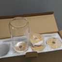 Drinking Glasses with Bamboo Lids and Glass Straw 4pcs Set - 16oz Glass Cups, Iced Coffee Glasses, Cute iced Tea Glasses, Beer Glasses, Ideal for Coffee Bar Accessories, Aesthetic Gift - 2 Brushes