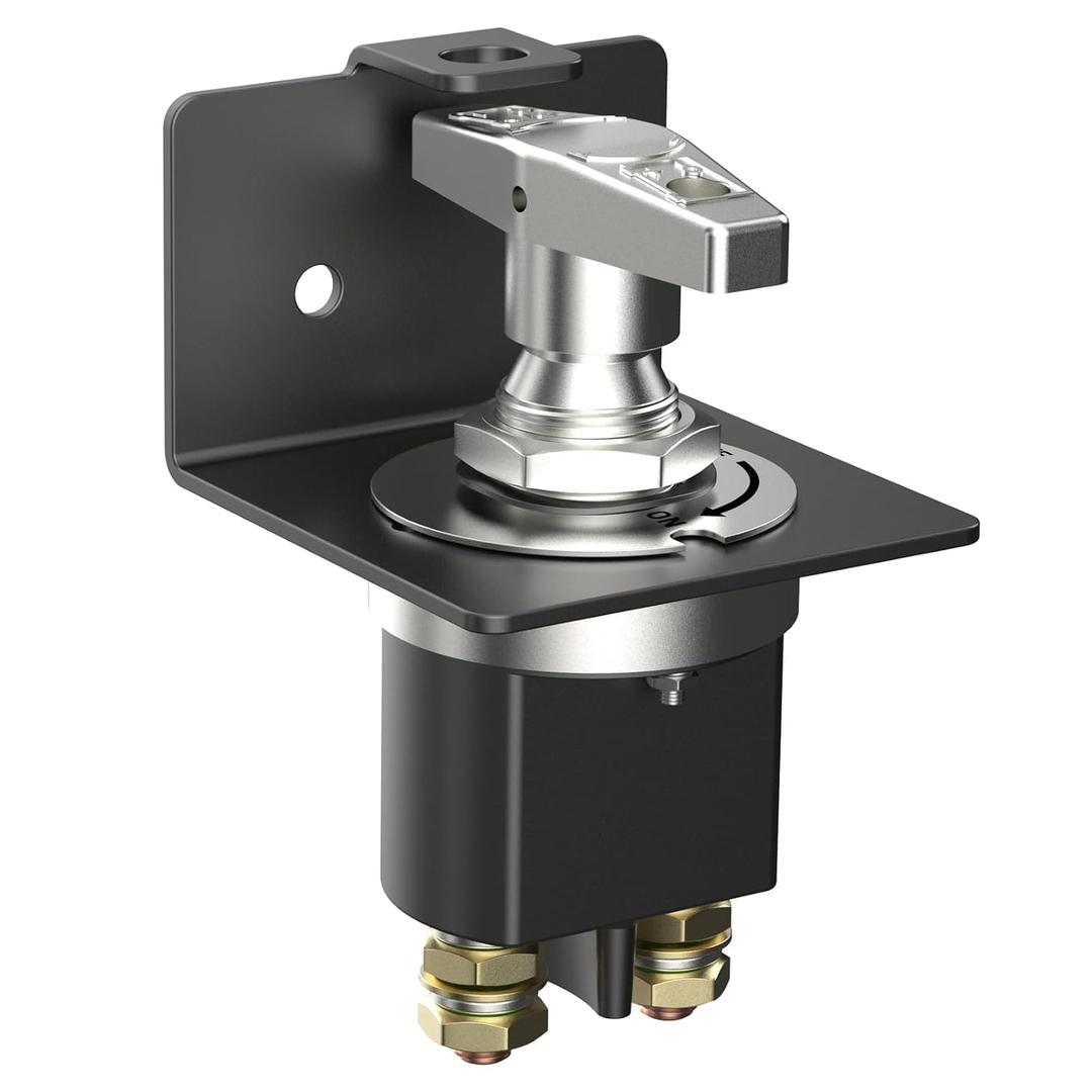 12-36V Master Battery Disconnect Switch, High Current up to 500A. Perfect for Cars, Trucks, RVs, Boats, and ATVs. Easy On/Off Operation with Face Plate Included
