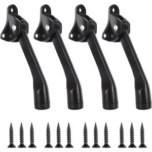 4 Packs Door Stopper, 4 Inch Kickdown Door Stop for Bottom of Door Kick Down Door Stoppers Kickstand Replacements, Heavy Duty Metal Doorstop Door Holder with Rubber Tip, Black