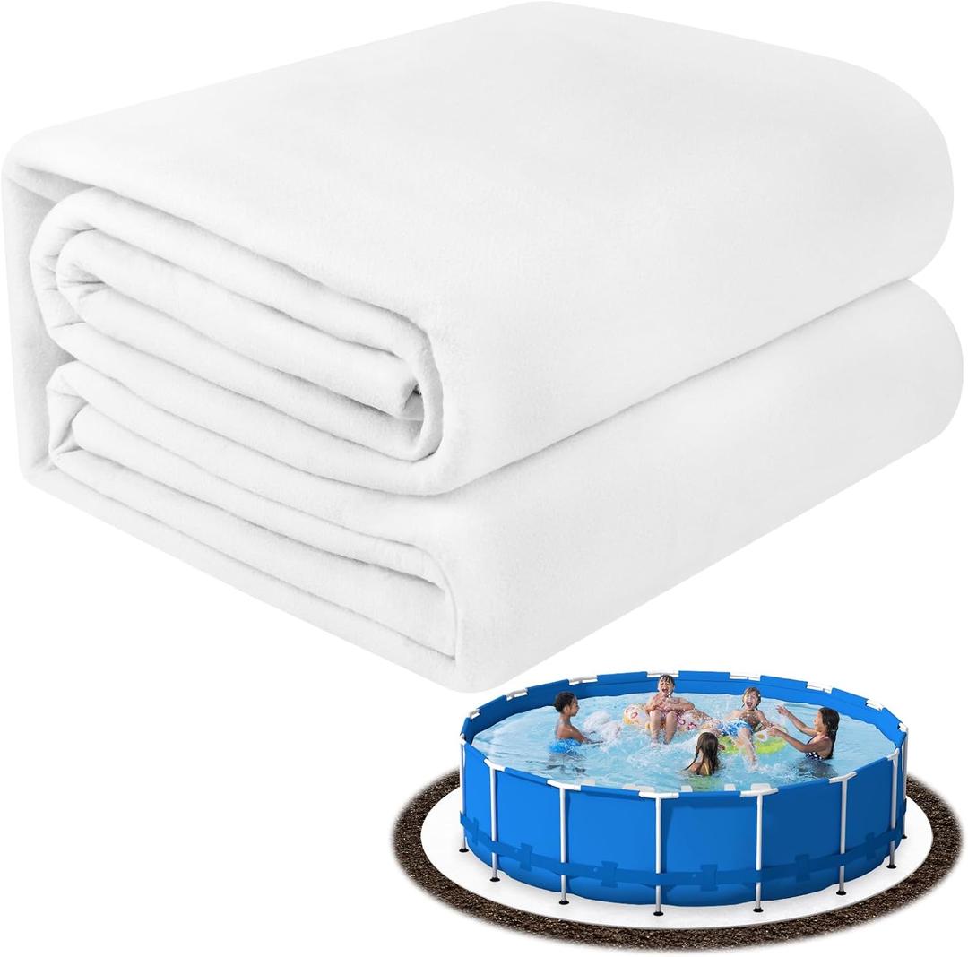 12FT Pool Liner Pad,Seamless Above Ground Pool Liner, Pre-Cut Heavy Duty Round Pool Liner Pad,Durable Geotextile Material,Puncture Protection,Extend Liner Life(White)