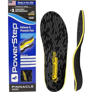 PowerStep Pinnacle Work Insoles, Work Boot Arch Support, Plantar Fasciitis Relief, Pronation, Arch Support Shoe Inserts, Orthotic for Men and Women, Made in The USA, (Men's 99.5 / Women's 1111.5)
