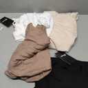 Ficerd 4 Pack Women's Maternity Shirts Cotton Long Sleeve Ribbed Crew Neck Pregnancy Tops Side Ruched Casual Mama Clothes (X-Large, Black, White, Light Coffee, Apricot)