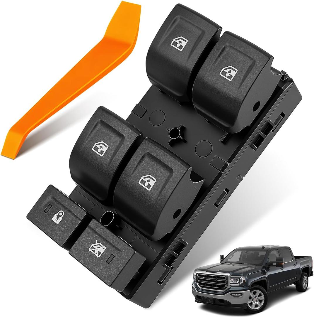 Power Window Switch Fit for Chevy Silverado 1500 (2014-2019), Chevrolet Silverado (2015-2019) & GMC Sierra 2500 HD 3500 HD Front Driver Side, Replaces 23427098 DWS1778