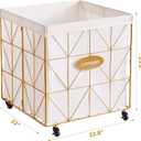 Laundry Hamper,Collapsible Laundry Basket Large Capacity Metal Laundry Hamper with Removable Liner, Rolling Wheels and Collapsible Design for Clothes Storage and Organization (210L GOLD)