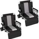 HIGH POINT SPORTS Foldable Stadium Seat Portable Folding Stadium Chairs Padded Bleacher Seat Cushion Bleacher Chair with Armrest and Cup Holder (Black-grey2)