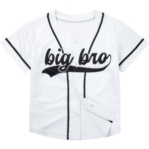 Big Brother Shirt for Toddler Boy Baseball Jersey Button Down Hip Hop Sport T Shirts Baby Announcement Tee Top