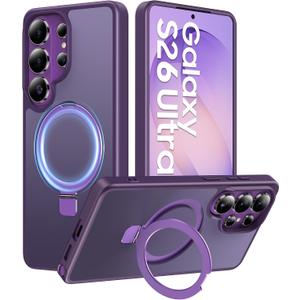 for Samsung Galaxy S26 Ultra Case with Magnetic Invisible Stand, [Compatible with MagSafe] [Military Drop Protection] Shockproof Slim Translucent Matte Case for S26 Ultra, Purple