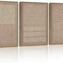 PHOPAGO Boho Mid-Century Modern Framed Wall Art Minimalist Geometric Neutral Wall Decor Bohemain Artwork Farmhouse Kitchen Decor - 11x14in Natural Framed (14L" x 11W" x 3 Pcs Natural)