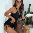 Blooming Jelly Womens Tankini Swimsuits Modest Tummy Control Bathing Suit Two Piece Swim Suit 2026 Swimwear with Bottoms (Black, L)