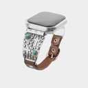 Leather strap compatible with IWatch 38/40/41/42/44/45/46/49mm with Bohemian turquoise inlaid Western retro ethnic retro style, suitable for iWatch series 11 10 9 8 7 6 5 4 3 2 1 SE Ultra 2/1