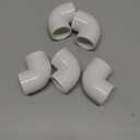 5PCS 1 Inch White PVC 90 Degree Elbow Adapter Pipe Fittings 2 Way Right Angle Pipe Corner Coupling Connectors for Sprinkler, Drip Irrigation System HE051-1