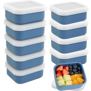 10 Pcs 9oz Silicone Freezer Containers with Lid Reusable Food Preserving Tray Dark Blue Rectangle Ice Trays Soup Freezer Molds Silicone Soup Containers for Stews Soups Sauces