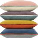 Btyrle Velvet Throw Pillow Covers 20x20 Inch Set of 4 Decorative Velour Pillowcases Double-Colored Cushion Covers for Sofa Couch, Warm-Edge