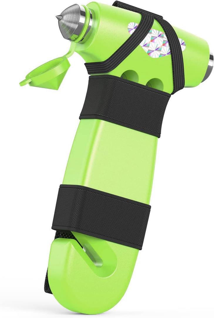 Car Safety Hammer, 3-in-1 Emergency Escape Tool with Window Breaker and Seat Belt Cutter, Green Safety Emergency Car Escape Tool for Car, Office, Home