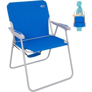 #WEJOY Folding Beach Chair for Adults, Lightweight Beach Chair with Shoulder Straps, High Back Camping Chairs with Hard Armrest, Supports 300lbs for Outdoor Lawn Concert