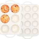 mary Silicone Muffin Pan with Metal Reinforced Frame - Mini Muffin Pan for Homemade Muffins, Cupcakes, and Bread, Oven and Dishwasher Safe - Set of 2, 6-Cup and 12-Cup