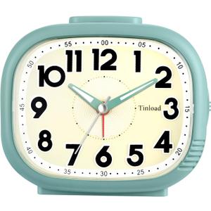 Loud Alarm Clock for Heavy Sleepers Adults, Silent No Ticking, Battery Operated, Glow in Dark dial, Lighted on Demand and Snooze(Green)