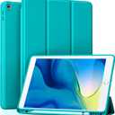 Akkerds Case Compatible with iPad 10.2 Inch 2021/2020/2019, for iPad 9th/8th/7th Generation Case with Pencil Holder, Protective with Soft TPU Back, Auto Sleep/Wake Cover, Teal