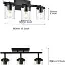 BONLICHT Industrial Vintage Indoor Wall Mount Spotlight 3 Light Modern Semi Flush Mount Ceiling Light Black Adjustable Track Lighting Kit Rustic Bathroom Vanity Light Fixture with Clear Glass Shade