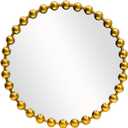 Round Gold Mirror 28'', Spherical Frame Round Mirror for Living Room, Beaded Mirror for Bathroom, Dining Roon, Bed Room, Entryway