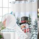 Christmas No Hook Shower Curtain with Snap in Liner, Snowman Snowflake Forest Shower Curtain for Bathroom Waterproof Winter Xmas Bath Curtain with See Through Mesh Top Window, 72" x 72"