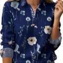 Zeagoo Womens Button Down Shirt Long Sleeve Blouse Business Work Tops Dressy Casual Floral Printed Outfits with Pocket (XX-Large, Bf318)