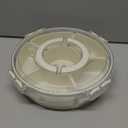 Divided Rotating Serving Tray with Lid and Handle, Portable Snackle Box for Fruits Snacks Veggie Charcuterie, Clear Lazy Susan Organizer and Fridge Storage Container for Adults Child (1PCS,9.5" L) (White)